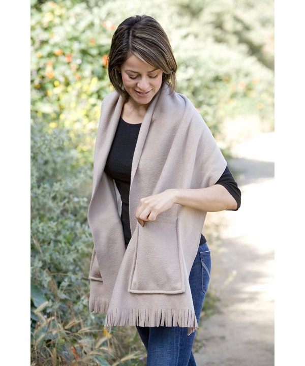 Soft Fleece Fringed Shawl Wrap Shoulder Cozy Winter Scarf With Pockets