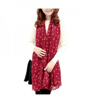 DZT1968 Long Soft Silk Chiffon Scarf Wrap Polka Dot Shawl For Women (Red) - C2127230IUL