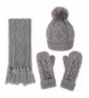 ANDORRA 3 in 1 Women Soft Warm Thick Cable Knitted Hat Scarf & Gloves Winter Set - Gray - CR12MDU5191