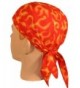 Skull Cap Biker Caps Headwraps Doo Rags - Liquid Orange Flames on Red - C312ELHOX9N