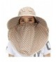 Womens Summer Beach Cotton Face Neck Sun UV Protection Floppy Hat Visor Cap Mask - Khaki - C012E0K3ZK9