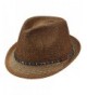 Santana Carlos by Carlos- Navajo Band Toyo Straw Pinch Front Tribal Fedora (SAN342) - Brown - CF12O5M5ZGW