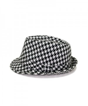 Unisex Classic Houndstooth Fedora Black in Men's Fedoras