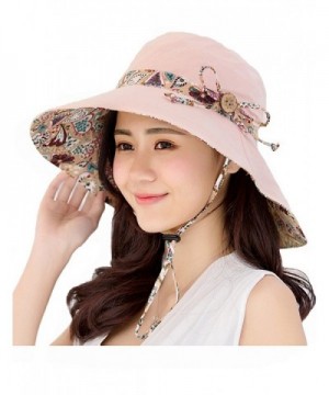 OBO Bands Womens Sun Hat Summer Packable Reversible UV Protection Wide Brim Foldable Hat - Light Pink - C117YSL56MC