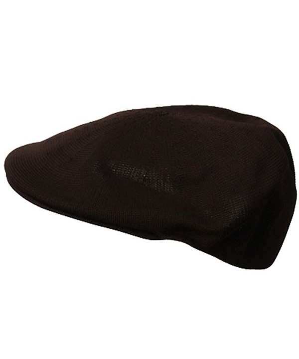 Mens Knitted Polyester Ivy Ascot Newsboy Hat Cap Brown - CE115W07ZRL