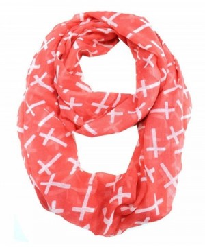 Modadorn Fall to Winter Cross Print Infinitiy Scarf - Coral - CN11KT7NBWF