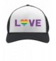 TeeStars Gay Love - Rainbow Heart Gay & Lesbian Pride Trucker Hat Mesh Cap - Black/White - CR1845R266R